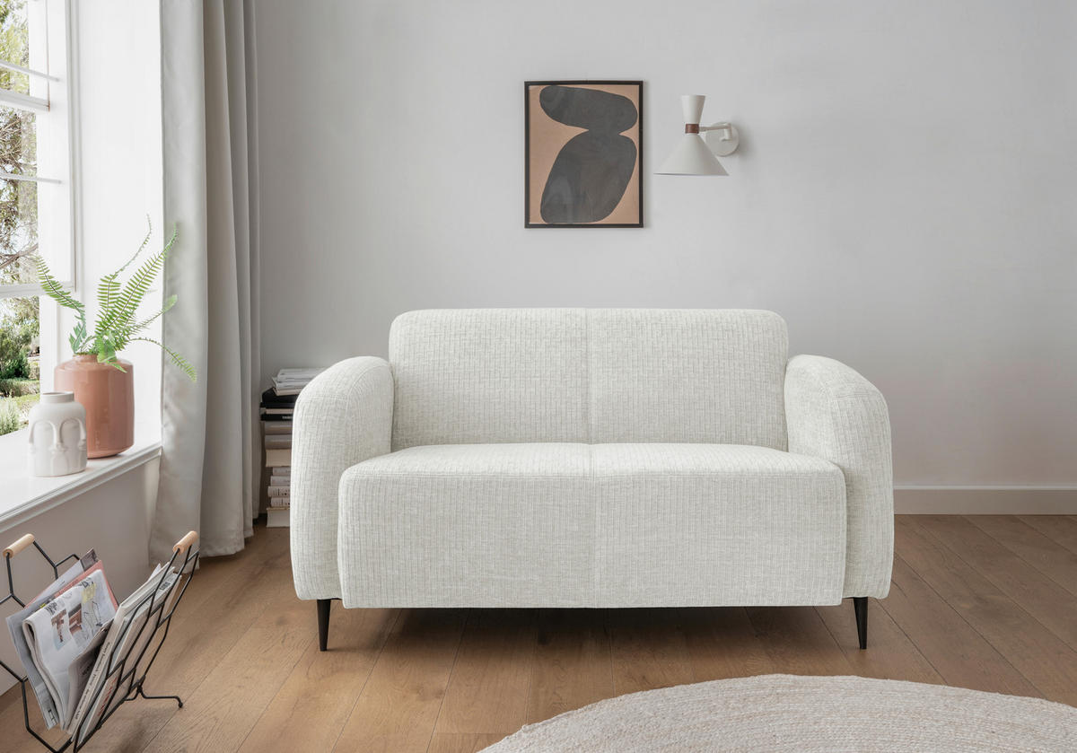 2-SITZER-SOFA Mikrofaser Weiß  - Schwarz/Weiß, MODERN, Textil/Metall (140/76/90cm) - Livetastic