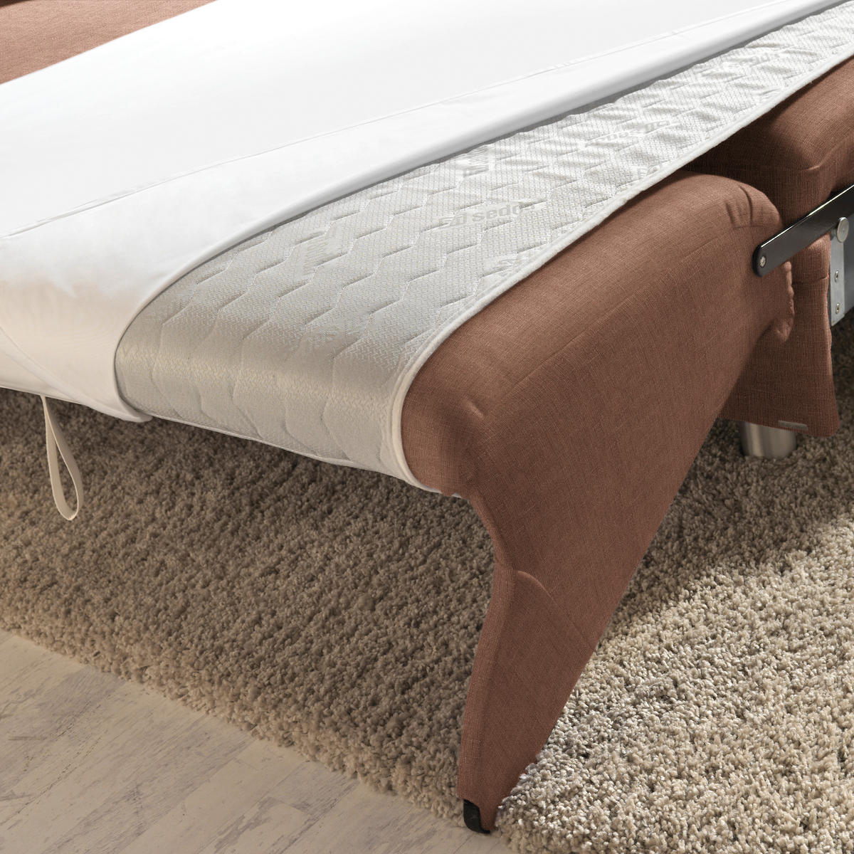 ECKSOFA in Chenille Braun  208/227 cm  - Alufarben/Braun, KONVENTIONELL, Textil/Metall (208/227cm) - Sedda