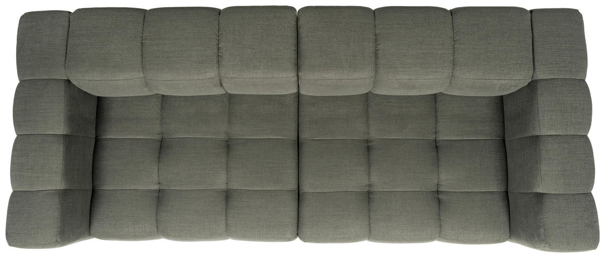BIGSOFA  in Flachgewebe, Leinenoptik Olivgrün  - Schwarz/Olivgrün, Design, Textil/Metall (262/66/113cm) - Belluti