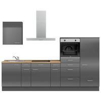 KÜCHENLEERBLOCK 300 cm   in Eichefarben, Schieferfarben  - Schieferfarben/Edelstahlfarben, MODERN, Holzwerkstoff/Metall (300cm) - Nobilia