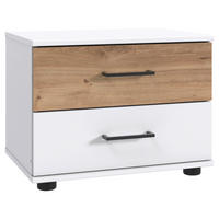 NACHTTISCH 52/40/38 cm  in Weiss, Plankeneiche  - Weiss/Plankeneiche, Konventionell, Holzwerkstoff/Kunststoff (52/40/38cm) - Carryhome