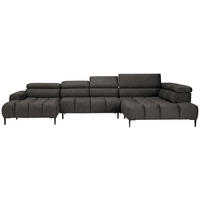 WOHNLANDSCHAFT in Webstoff Graubraun  - Graubraun/Schwarz, Design, Textil/Metall (177/385/216cm) - Welnova
