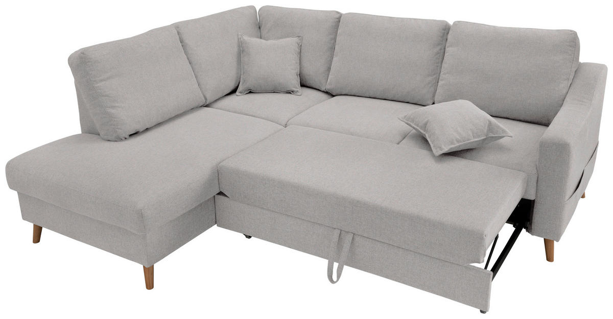 ECKSOFA in Chenille Grau  - Naturfarben/Grau, Konventionell, Holz/Textil (200/230cm) - Livetastic