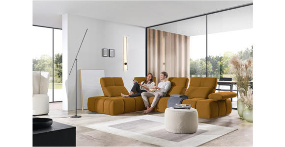 ECKSOFA in Struktur Senfgelb 233/313 cm - Senfgelb/Schwarz, Design, Kunststoff/Textil (233/313cm) - Emilio Belluti