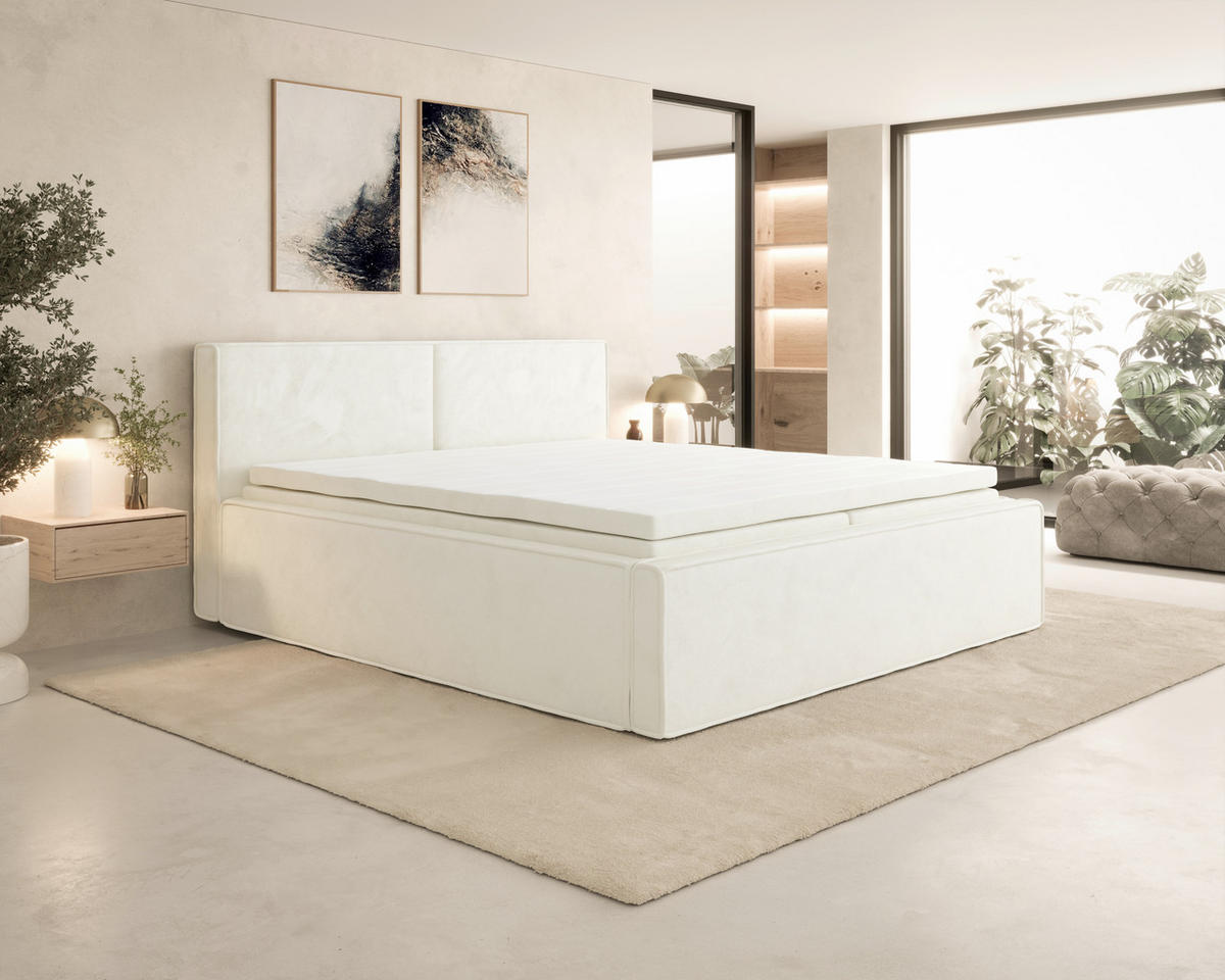 BOXBETT 180/200 cm  in Beige  - Beige, MODERN, Textil (180/200cm) - MID.YOU