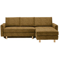 ECKSOFA  in Mikrovelours Senfgelb  237/170 cm  - Eichefarben/Senfgelb, KONVENTIONELL, Holz/Textil (237/170cm) - Sedda