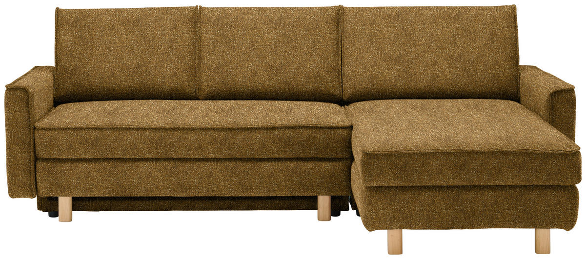 ECKSOFA  in Mikrovelours Senfgelb  237/170 cm  - Eichefarben/Senfgelb, KONVENTIONELL, Holz/Textil (237/170cm) - Sedda