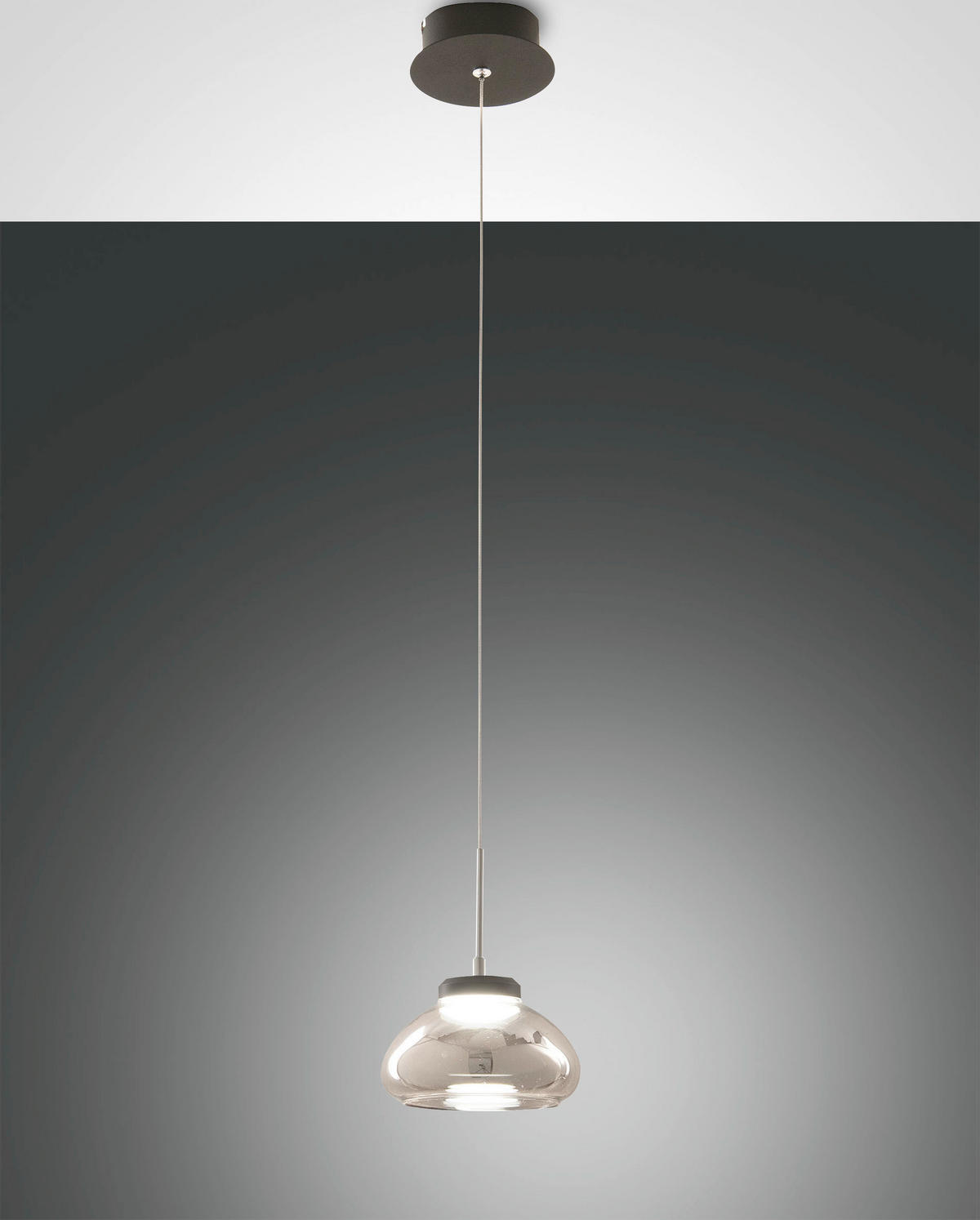 LED-PENDELLEUCHTE Arabella 14/200 cm   - Schwarz/Grau, Basics, Glas/Metall (14/200cm) - Fabas Luce
