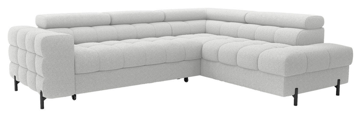 ECKSOFA FERUCCE Grau Teddystoff Bettkasten, Kopfteilverstellung  - Schwarz/Grau, Design, Textil/Metall (276/200cm) - MID.YOU