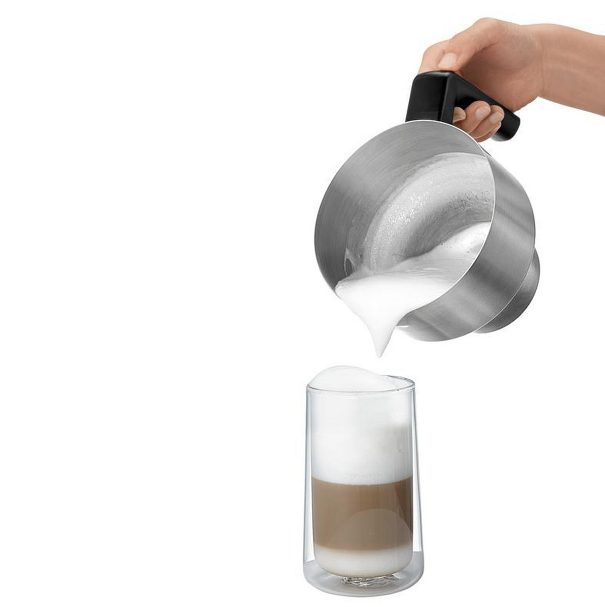 MILCHSCHÄUMER   - Silberfarben/Schwarz, Design, Kunststoff/Metall (350ml) - WMF