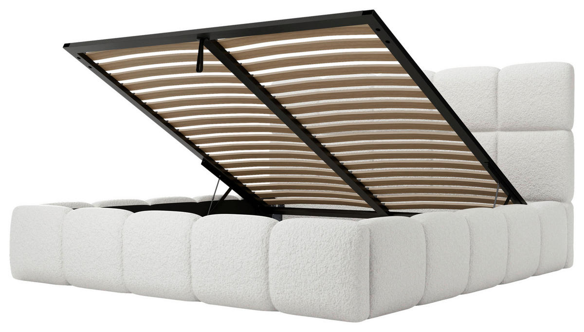 POLSTERBETT Cloudy Bettkasten, Lattenrost 180/200 cm  in Weiß  - Schwarz/Weiß, Design, Holz/Textil (180/200cm) - Boxxx