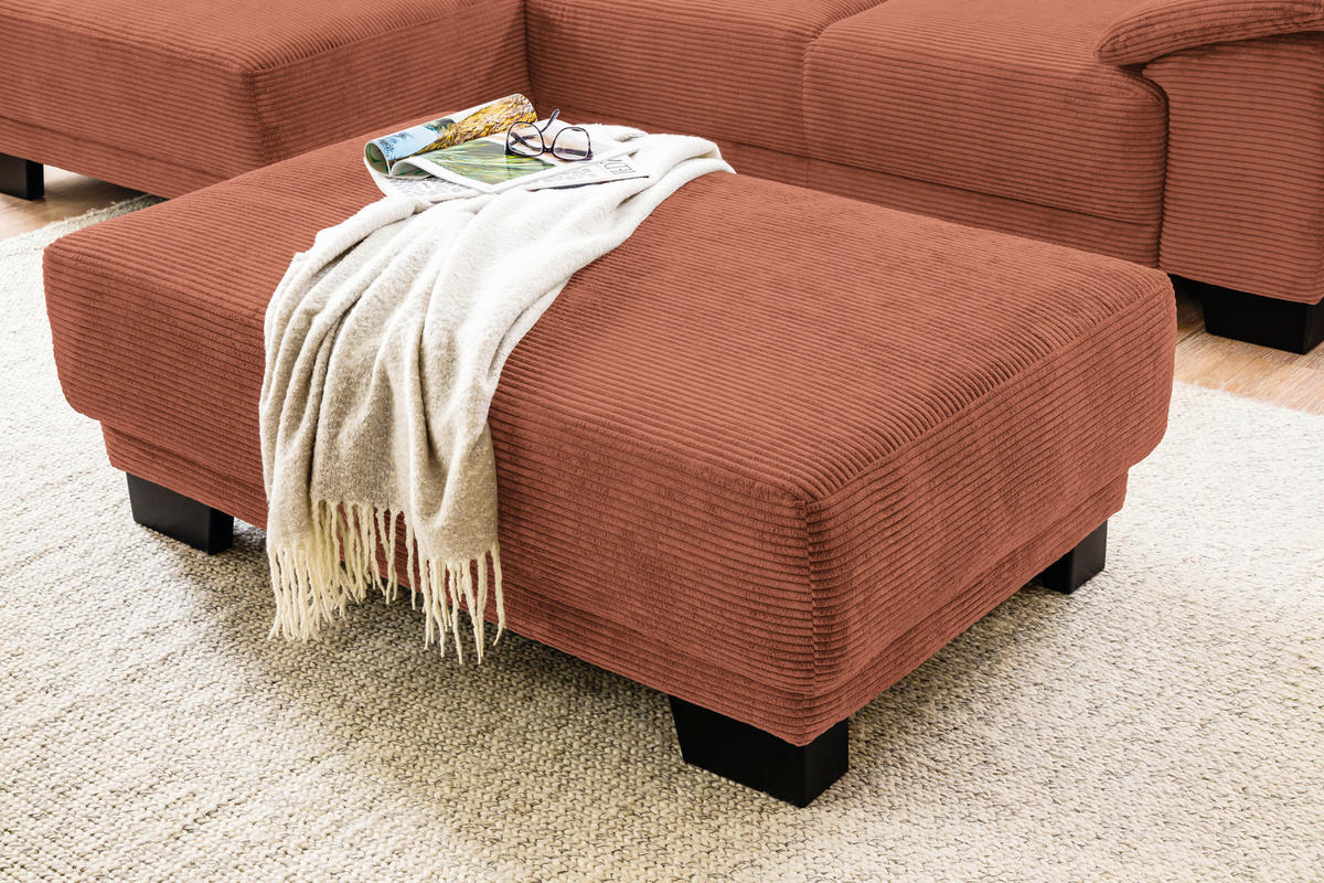 ECKSOFA in Cord Rostfarben  - Rostfarben/Schwarz, Design, Holz/Textil (174/270cm) - Pure Home Lifestyle
