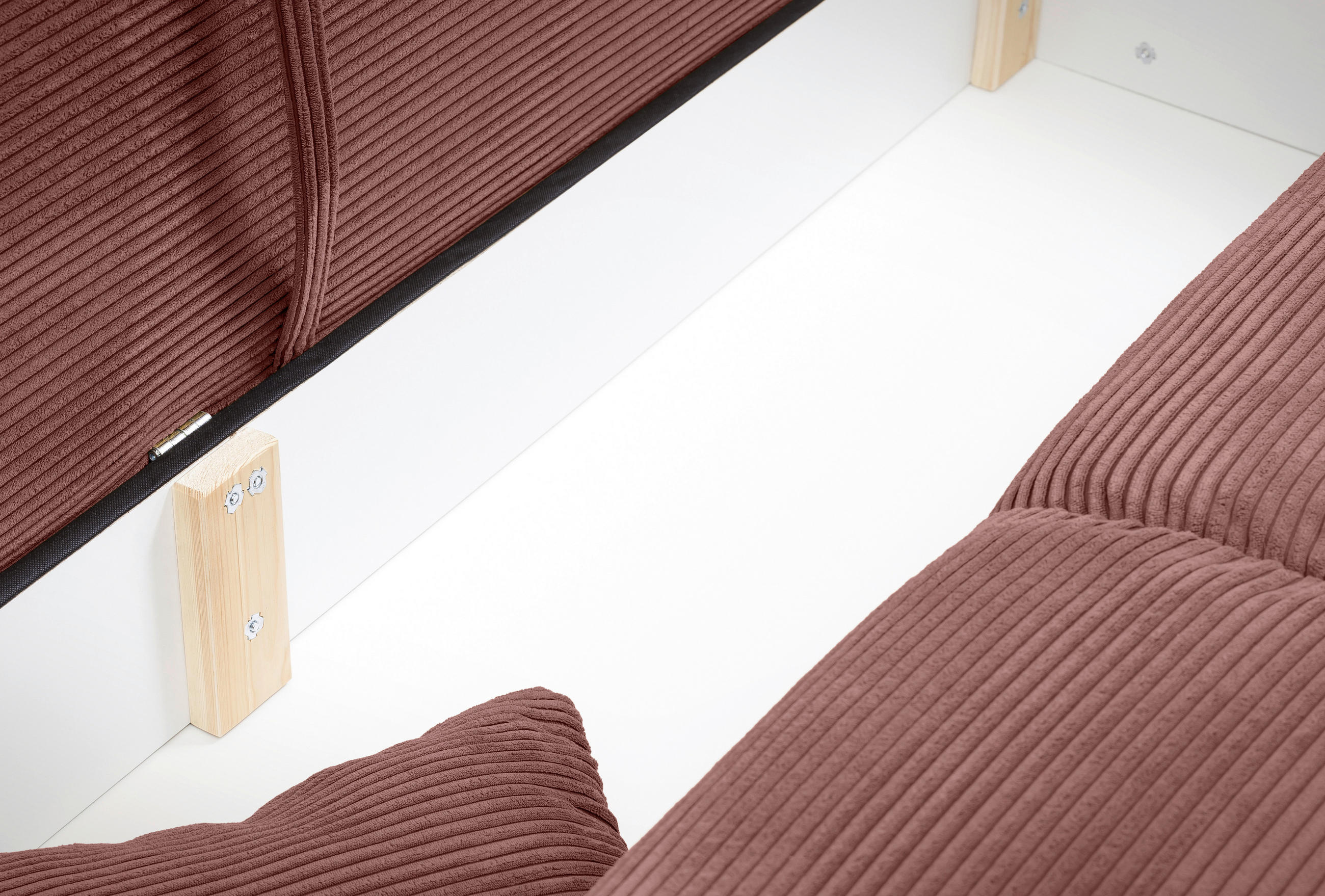 BIGSOFA Cord Koralle  - Chromfarben/Koralle, MODERN, Kunststoff/Textil (242/71/90/131cm) - Livetastic
