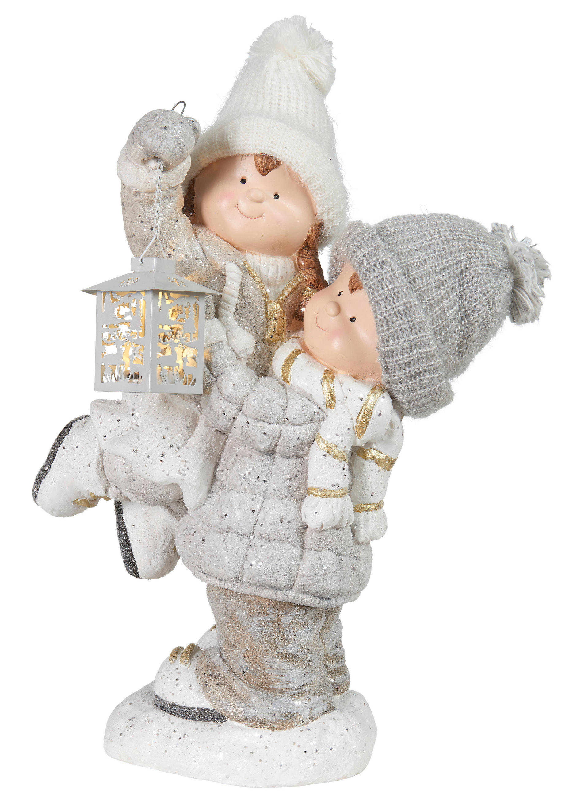 DEKOFIGUR KIND - Weiss/Braun, Trend, Textil/Stein (35/54/21cm) - X-Mas