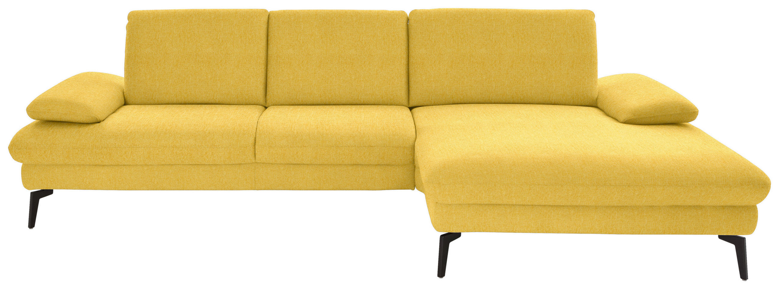 ECKSOFA in Chenille, Mikrofaser Gelb  - Gelb/Schwarz, Design, Textil/Metall (299/157cm) - Dieter Knoll