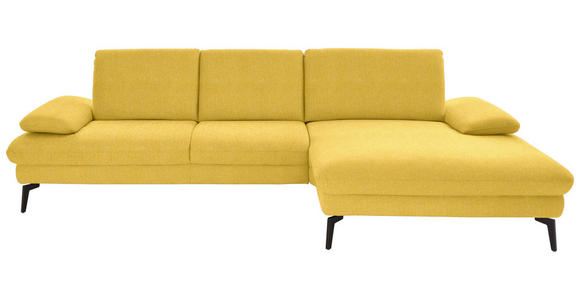 ECKSOFA in Chenille, Mikrofaser Gelb 299/157 cm - Gelb/Schwarz, Design, Textil/Metall (299/157cm) - Dieter Knoll