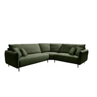 ECKSOFA Dunkelgrün Cord  - Dunkelgrün/Schwarz, Design, Textil/Metall (294/256cm) - Livetastic