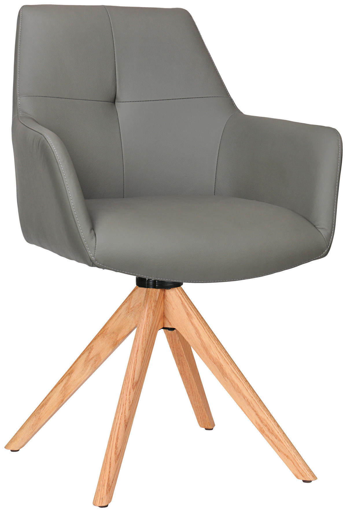 ARMLEHNSTUHL  in Echtleder pigmentiert  - Eichefarben/Anthrazit, KONVENTIONELL, Leder/Holz (59,5/87,5/63cm) - Novel