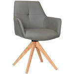 ARMLEHNSTUHL  Lederauswahl, Sitzfläche 360° drehbar, inklusive Armlehnen, Gestellauswahl  Echtleder  - Eichefarben/Anthrazit, KONVENTIONELL, Leder/Holz (59,5/87,5/63cm) - Novel