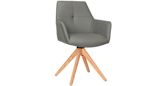 ARMLEHNSTUHL  Lederauswahl, Sitzfläche 360° drehbar, inklusive Armlehnen, Gestellauswahl  Echtleder  - Eichefarben/Anthrazit, KONVENTIONELL, Leder/Holz (59,5/87,5/63cm) - Novel