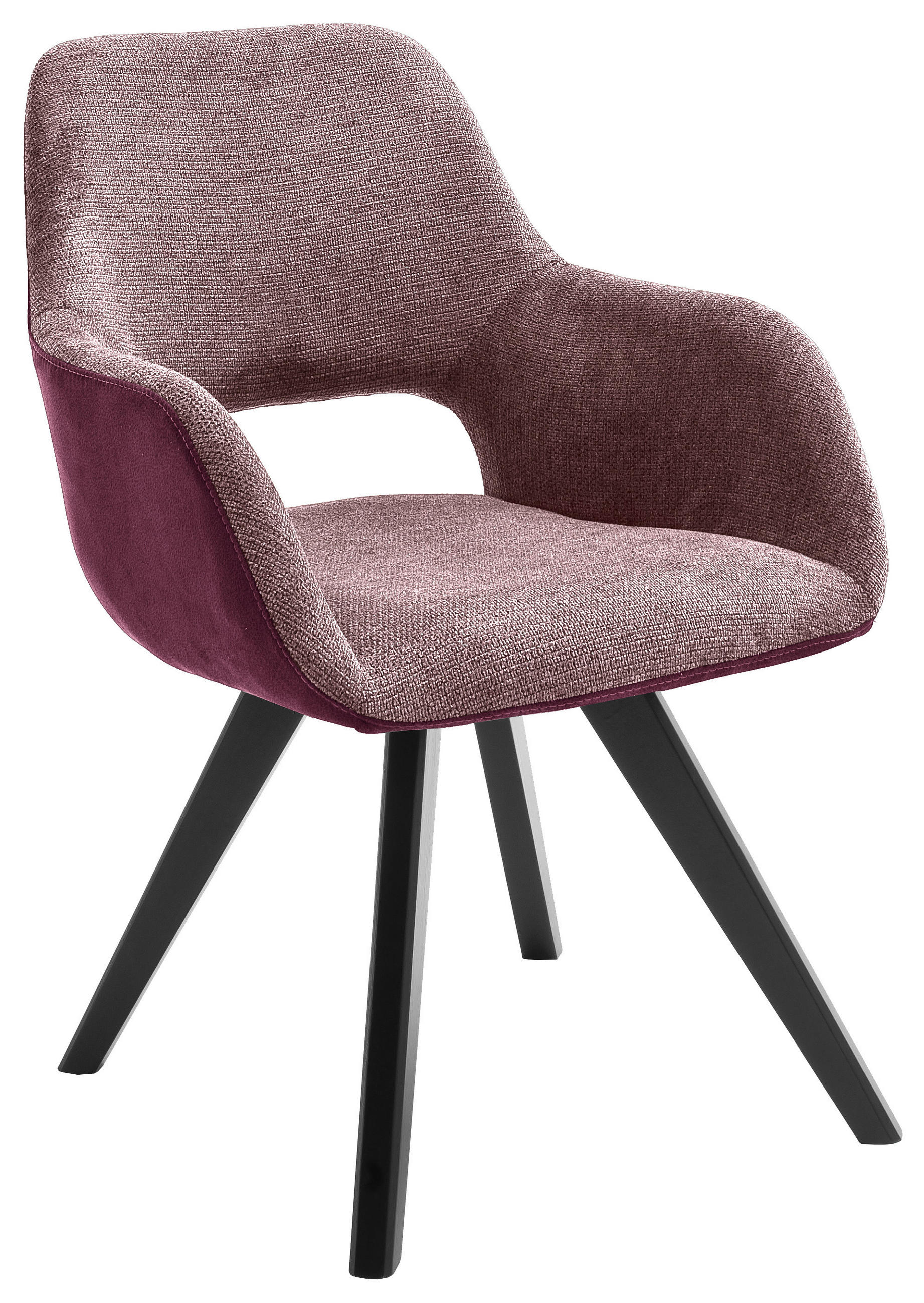 ARMLEHNSTUHL  Stoffauswahl, Typenauswahl, inklusive Armlehnen, abwischbar, Sitzfläche 180° drehbar Flachgewebe, Mikrofaser  - Bordeaux/Schwarz, Design, Holz/Textil (56/86/64cm) - Lomoco