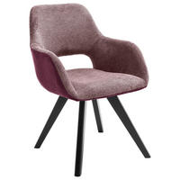 ARMLEHNSTUHL  Stoffauswahl, Typenauswahl, inklusive Armlehnen, abwischbar, Sitzfläche 180° drehbar Flachgewebe, Mikrofaser  - Bordeaux/Schwarz, Design, Holz/Textil (56/86/64cm) - Lomoco