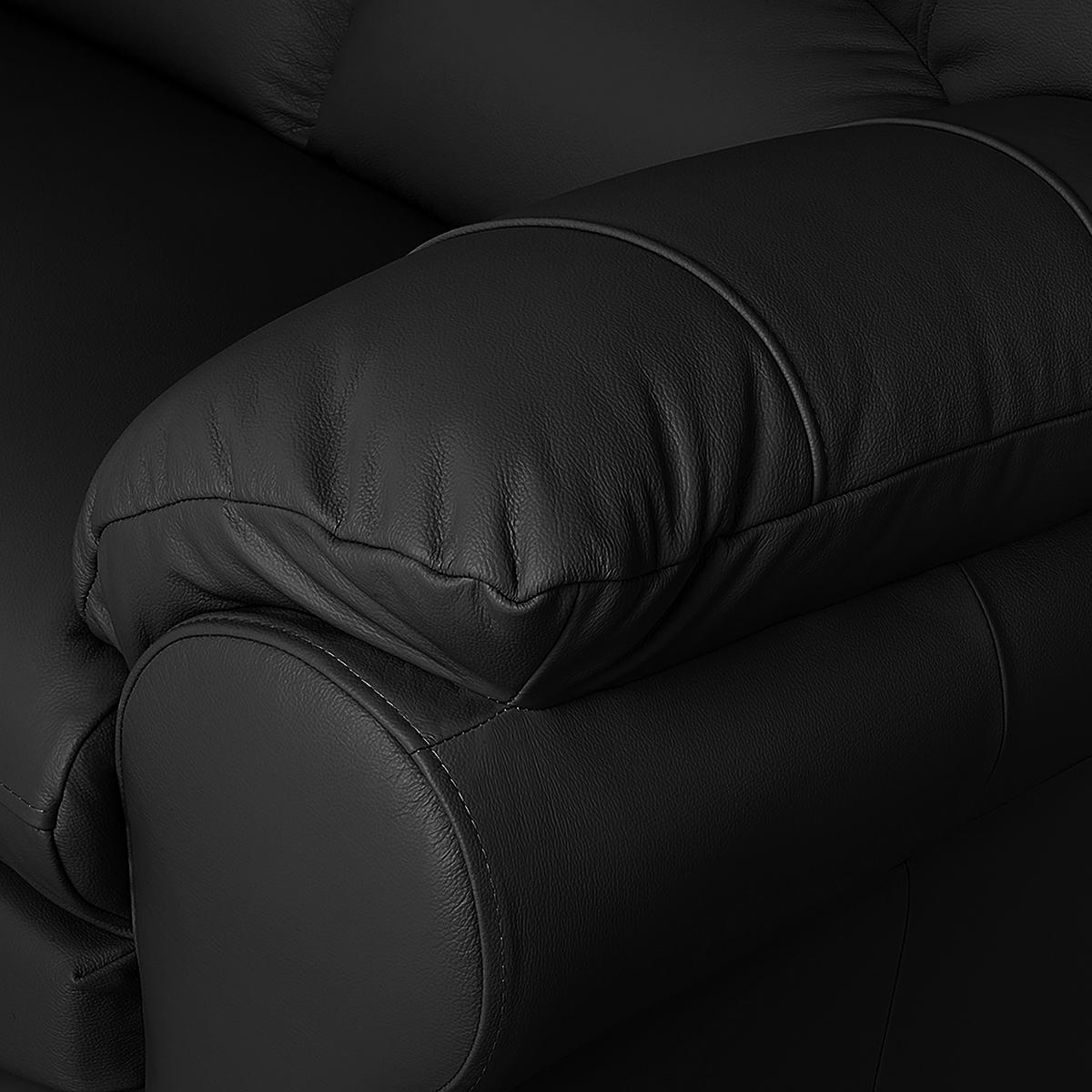 2-SITZER-SOFA in Echtleder Schwarz  - Schwarz, Design, Leder/Kunststoff (150/92/85cm) - Livetastic