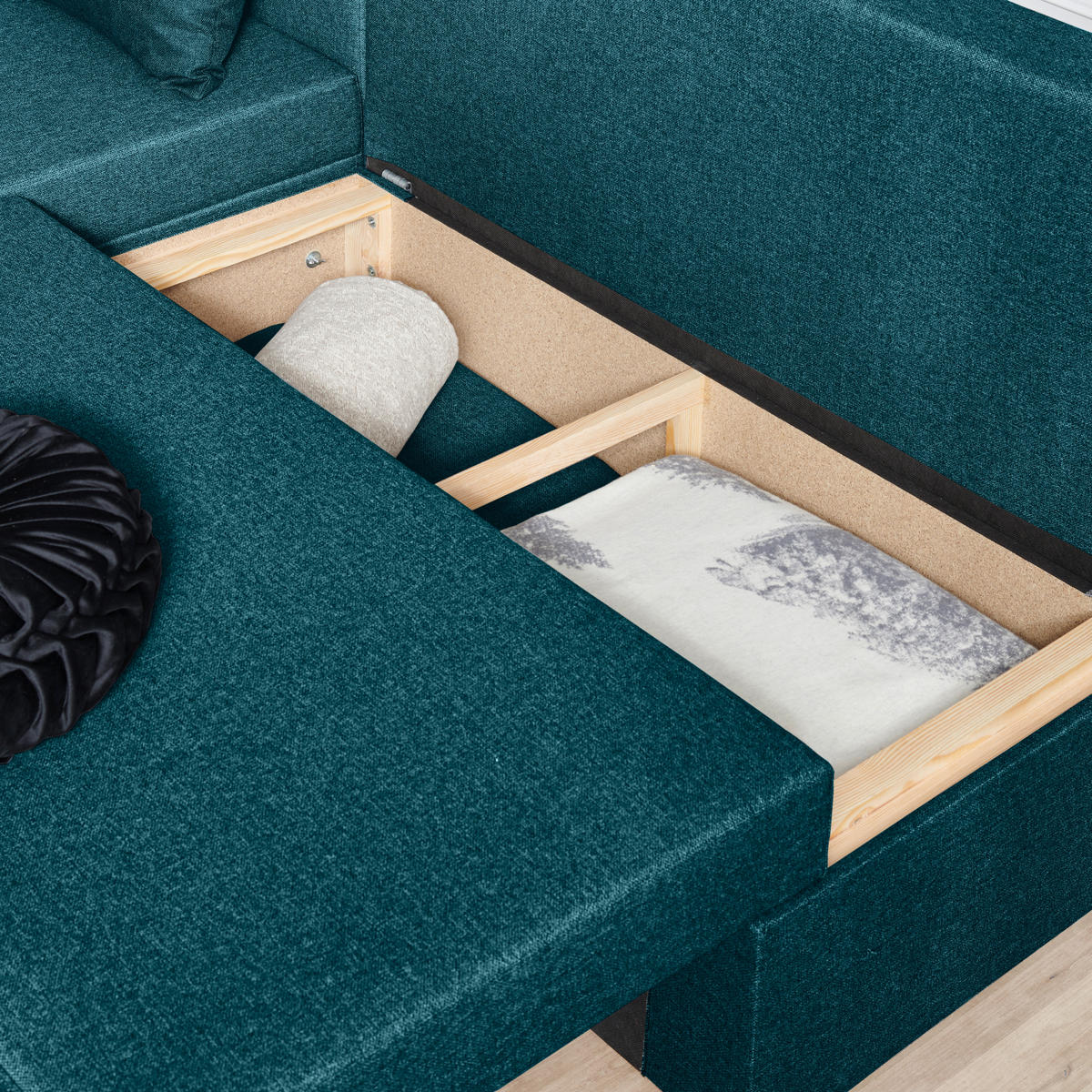 ECKSOFA in Webstoff Türkis  - Türkis/Anthrazit, Konventionell, Kunststoff/Textil (159/196cm) - Ti'me