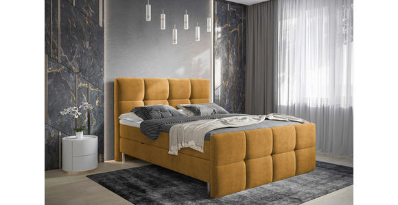 BOXBETT 180/200 cm in Orange - Chromfarben/Orange, Design, Holz/Holzwerkstoff (180/200cm) - Esposa