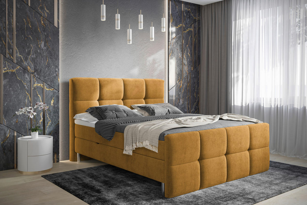 BOXBETT 160/200 cm  in Orange  - Chromfarben/Orange, Modern, Holz/Holzwerkstoff (160/200cm) - Esposa
