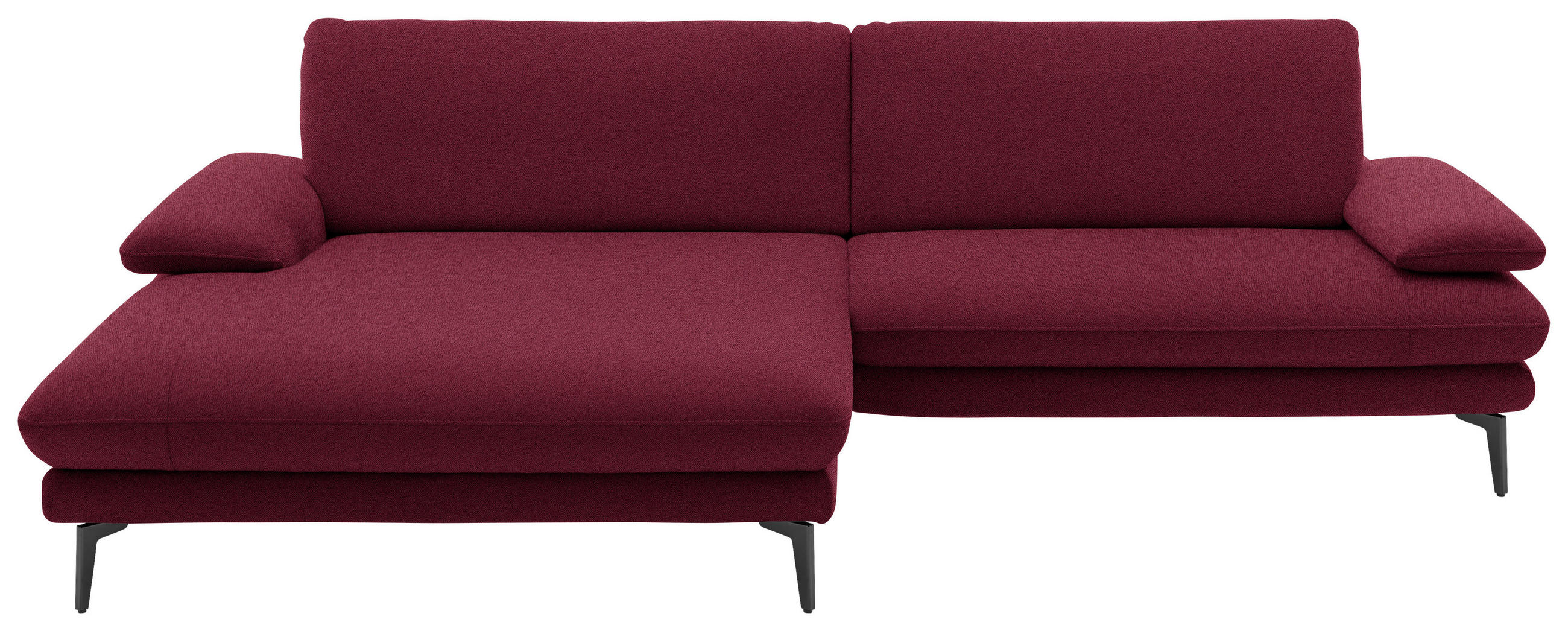 ECKSOFA in Webstoff Rot, Bordeaux  - Bordeaux/Rot, Design, Textil/Metall (184/284cm) - Dieter Knoll