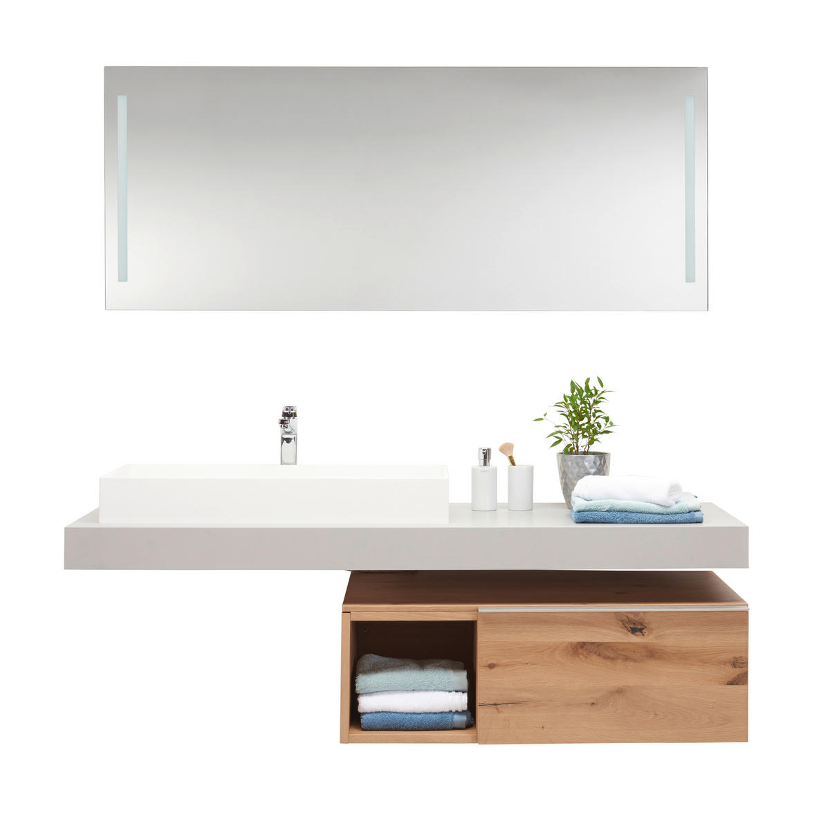 MOBILIER BAIE - alb/culoare lemn stejar, Design, sticlă/lemn (160cm) - Voglauer