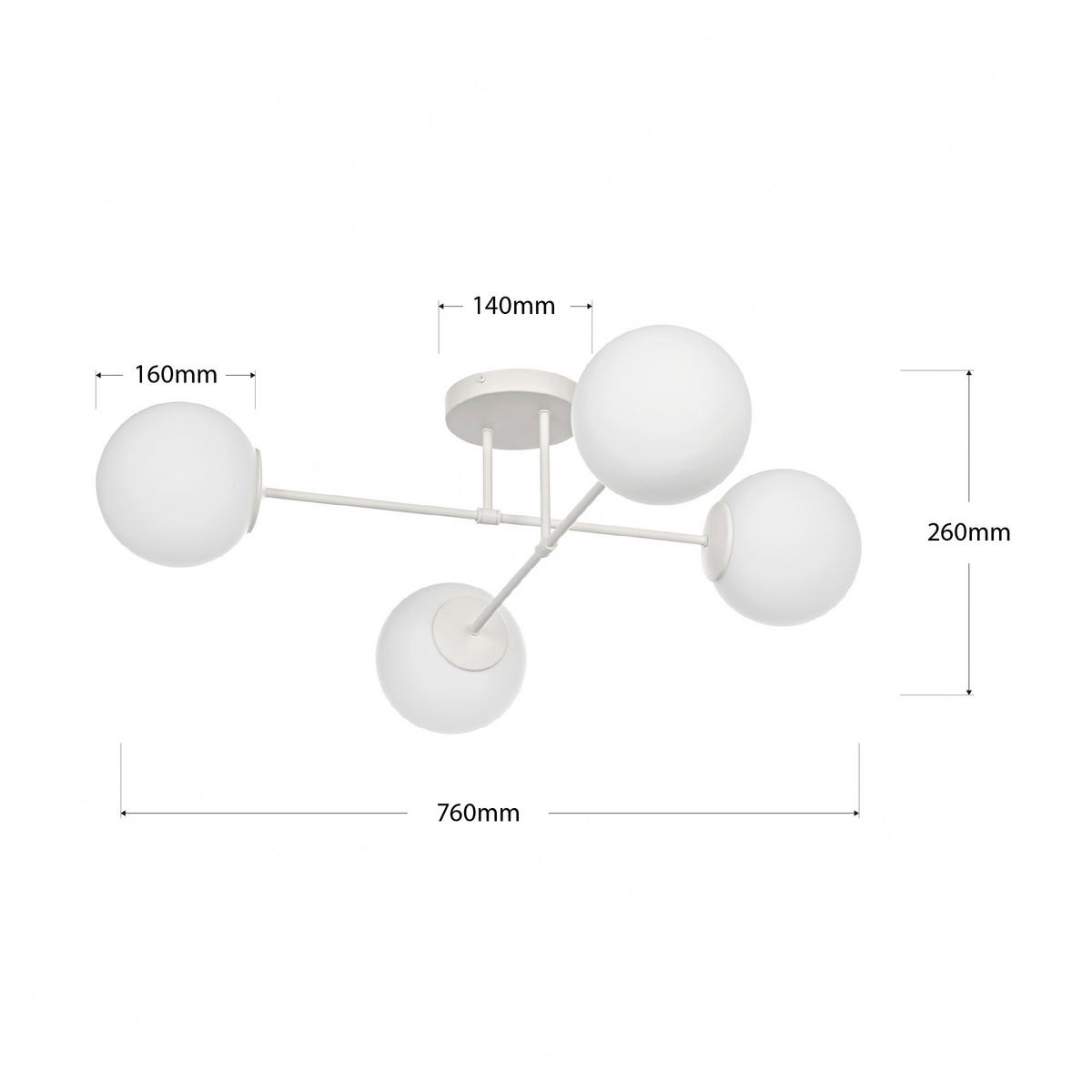DECKENLEUCHTE    76/76/26 cm  - Sandfarben, KONVENTIONELL, Metall (76/76/26cm)