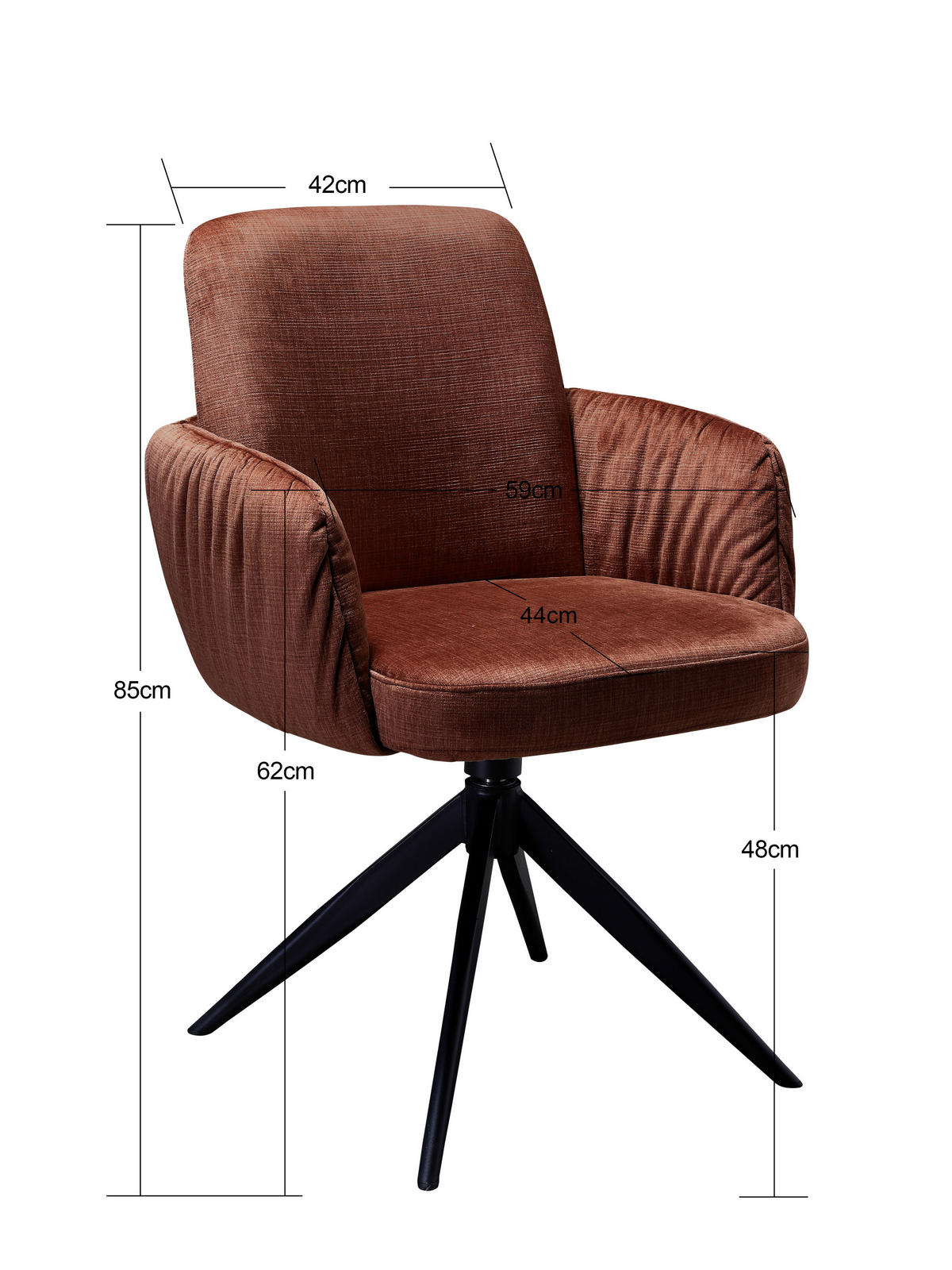 ŽIDLE S PODRUČKAMI, železo, samet, černá, koňaková - černá/koňaková, Design, kov/textil (59/85/62cm) - Moderano