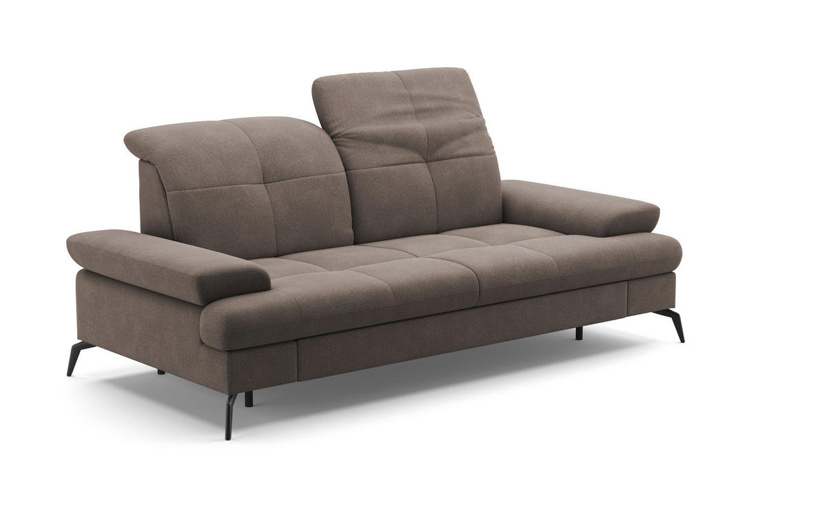 2,5-SITZER in Flachgewebe Schlammfarben  - Schlammfarben/Schwarz, Konventionell, Textil/Metall (202/90/122cm) - Sit & More