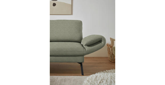 ECKSOFA  in Flachgewebe Salbeigrün Armteilverstellung, Relaxfunktion, Drehsitzfunktion  175-224/255-365 cm  - Salbeigrün/Schwarz, Design, Textil/Metall (175-224/255-365cm) - Dieter Knoll