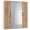 DREHTÜRENSCHRANK in Weiss, Eichefarben  - Chromfarben/Weiss, Modern, Holzwerkstoff (200/216/58cm) - MID.YOU