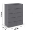 KOMMODE , 80/100/43 cm, 5 Schublade(n)  - Dunkelgrau, Design, Holzwerkstoff/Metall (80/100/43cm) - Carryhome
