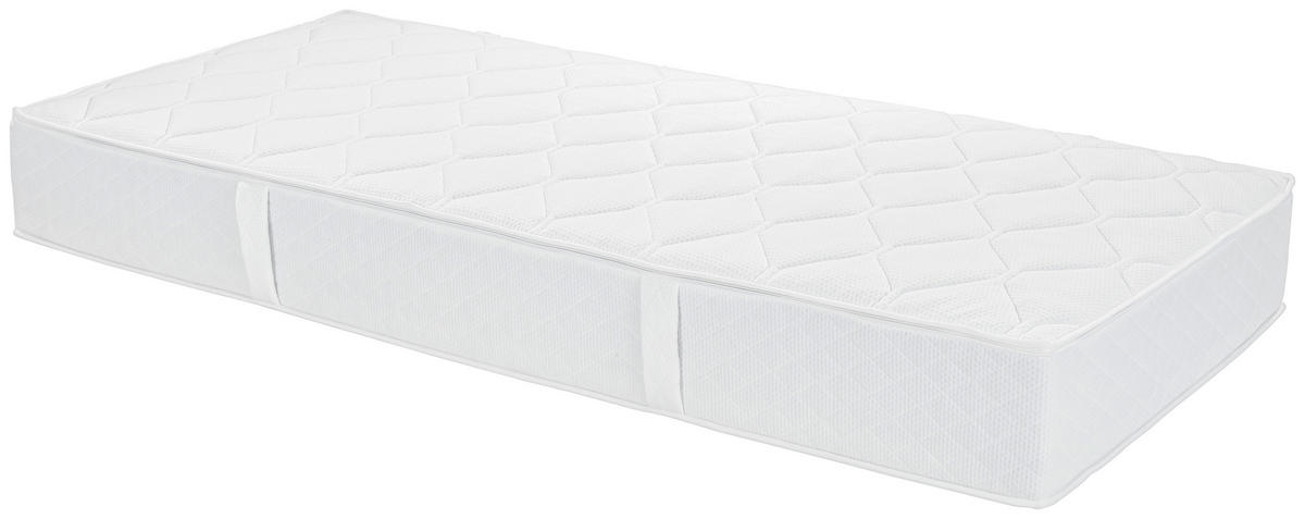 TASCHENFEDERKERNMATRATZE 90/200 cm, Höhe ca.: 25 cm, Wendematratze mit unterschiedlichen Härtegraden, H2 + H3 = mittel + fest, 7-Zonen - Weiß, Textil (90/200cm)