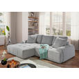 Ecksofa mit Funktion Greige Flachgewebe Zierkissen, Rückenkissen, Bettkasten, Schlaffunktion, Rücken echt, Liegefläche im Originalstoff  - Greige/Schwarz, KONVENTIONELL, Kunststoff/Textil (190/277cm) - Carryhome
