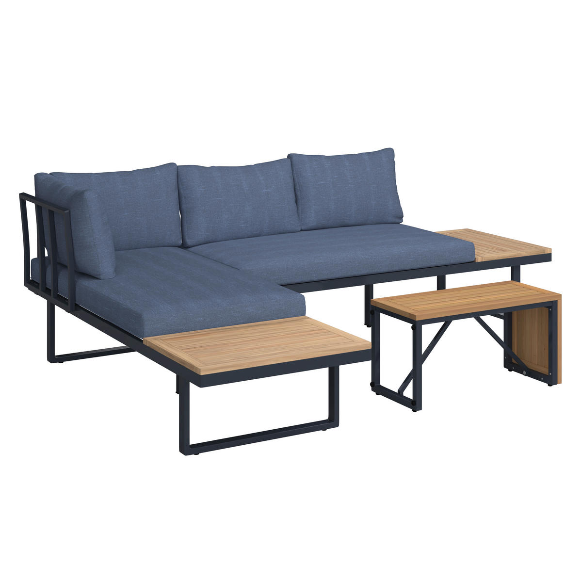 LOUNGEGARNITUR Teakholz Hartholz Aluminium, Edelstahl  - Teakfarben, MODERN, Holz/Metall (56/70/60cm) - Ambia Garden