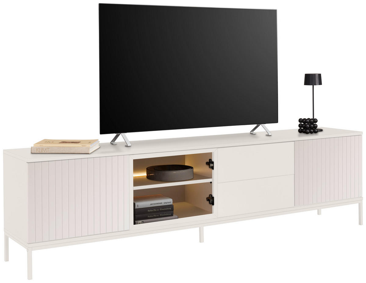 LOWBOARD  in 205,8/56/38 cm  - Kaschmir, KONVENTIONELL, Glas/Holzwerkstoff (205,8/56/38cm) - Voleo