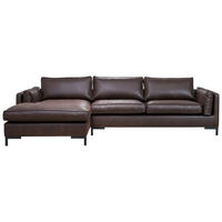ECKSOFA in Lederlook Dunkelbraun  160/295 cm  - Dunkelbraun/Schwarz, Design, Textil/Metall (160/295cm) - Livetastic