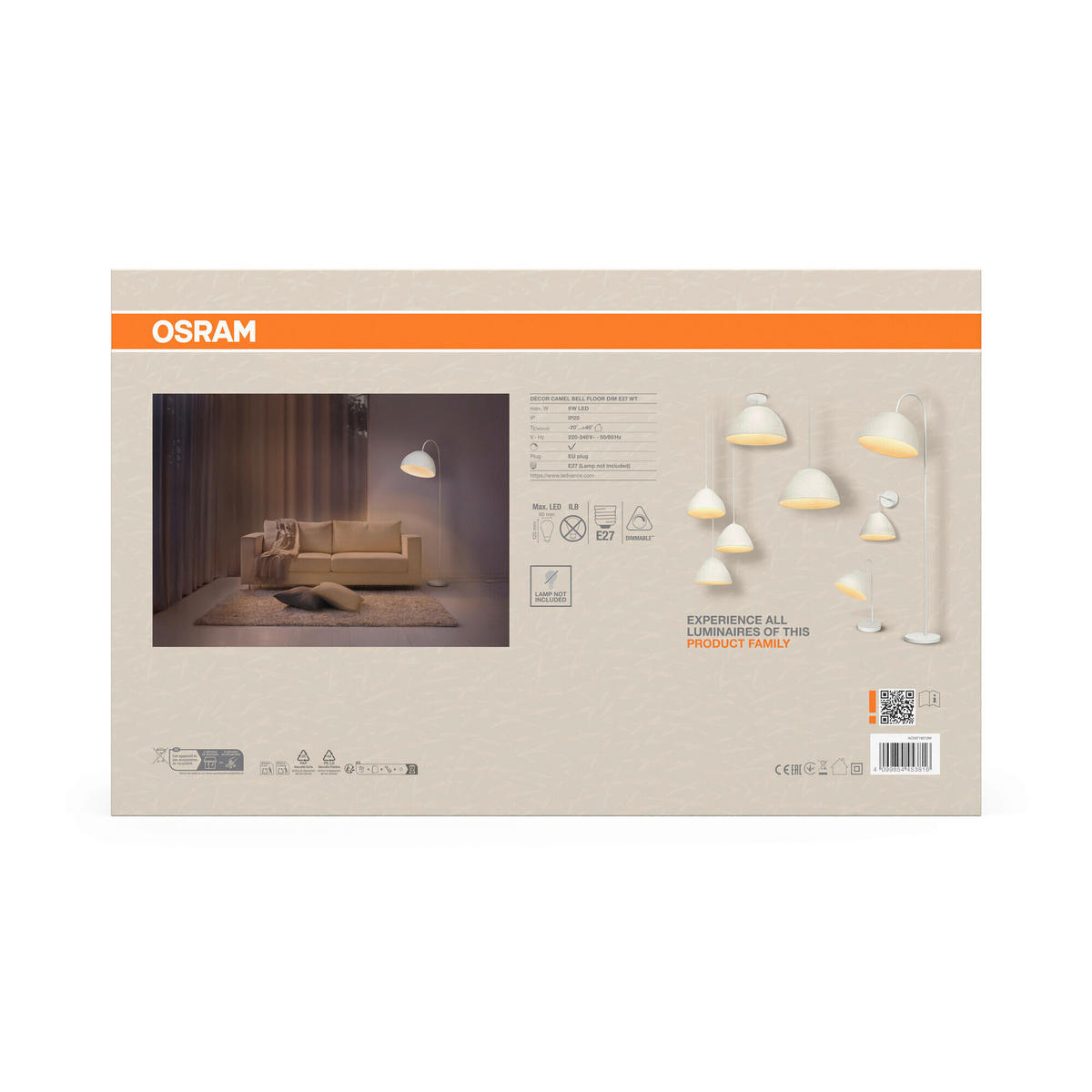STEHLEUCHTE 37.5/60.3/153 cm   - Basics, Papier/Metall (37.5/60.3/153cm) - Osram