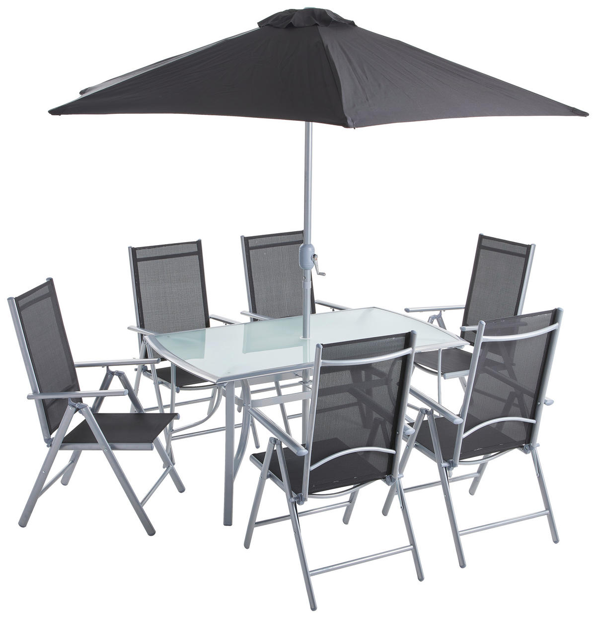 SÚPRAVA ZÁHRADNÉHO NÁBYTKU kov, plast, sklo, textil - antracitová/hliníková, Konventionell, kov/textil - Ambia Garden