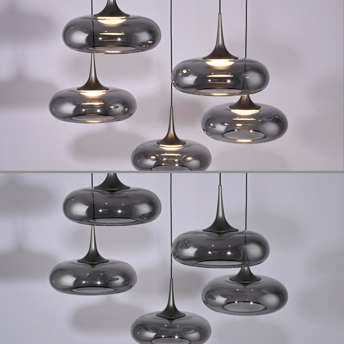 LED-PENDELLEUCHTE SW POSH 62/62/200 cm   - Grau, Design, Glas/Kunststoff (62/62/200cm) - Schöner Wohnen