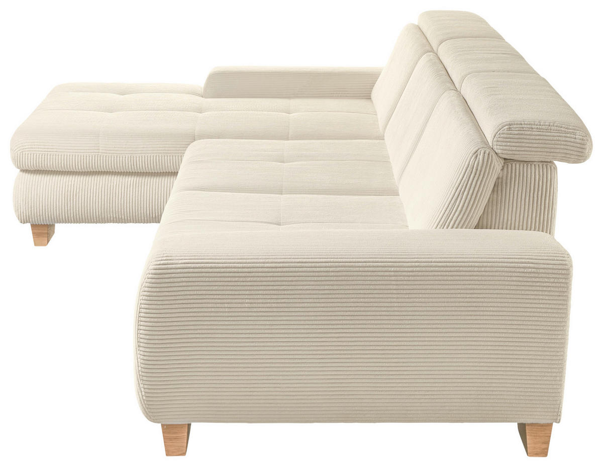 ECKSOFA Creme Cord  - Eiche Bianco/Creme, KONVENTIONELL, Holz/Textil (195/307cm) - SetOne by Musterring