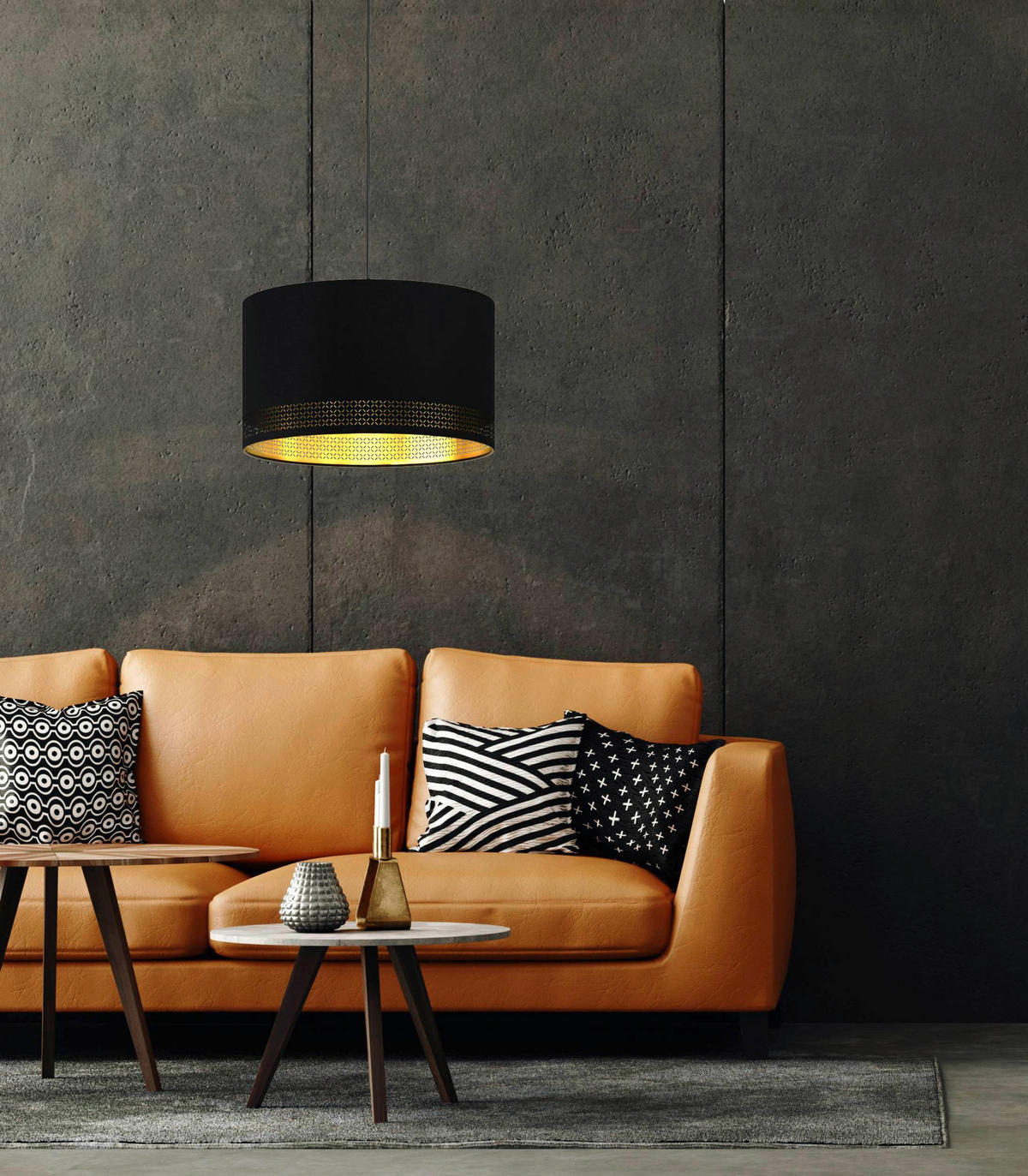 ZÁVĚSNÉ SVÍTIDLO, 38/110 cm  - černá/barvy zlata, Design, kov/textil (38/110cm) - Eglo