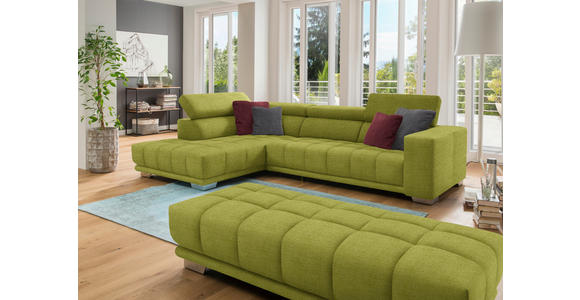 ECKSOFA  in Chenille Hellgrün  207/301 cm  - Chromfarben/Hellgrün, Design, Textil (207/301cm) - Xora
