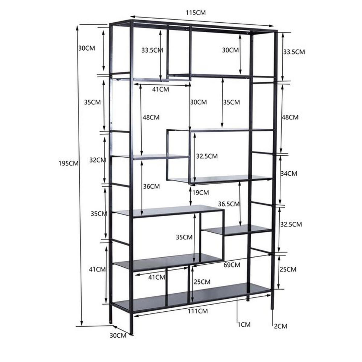 REGAL Anthrazit, Schwarz  - Anthrazit/Schwarz, Design, Glas/Metall (115/195/30cm) - Kare-Design